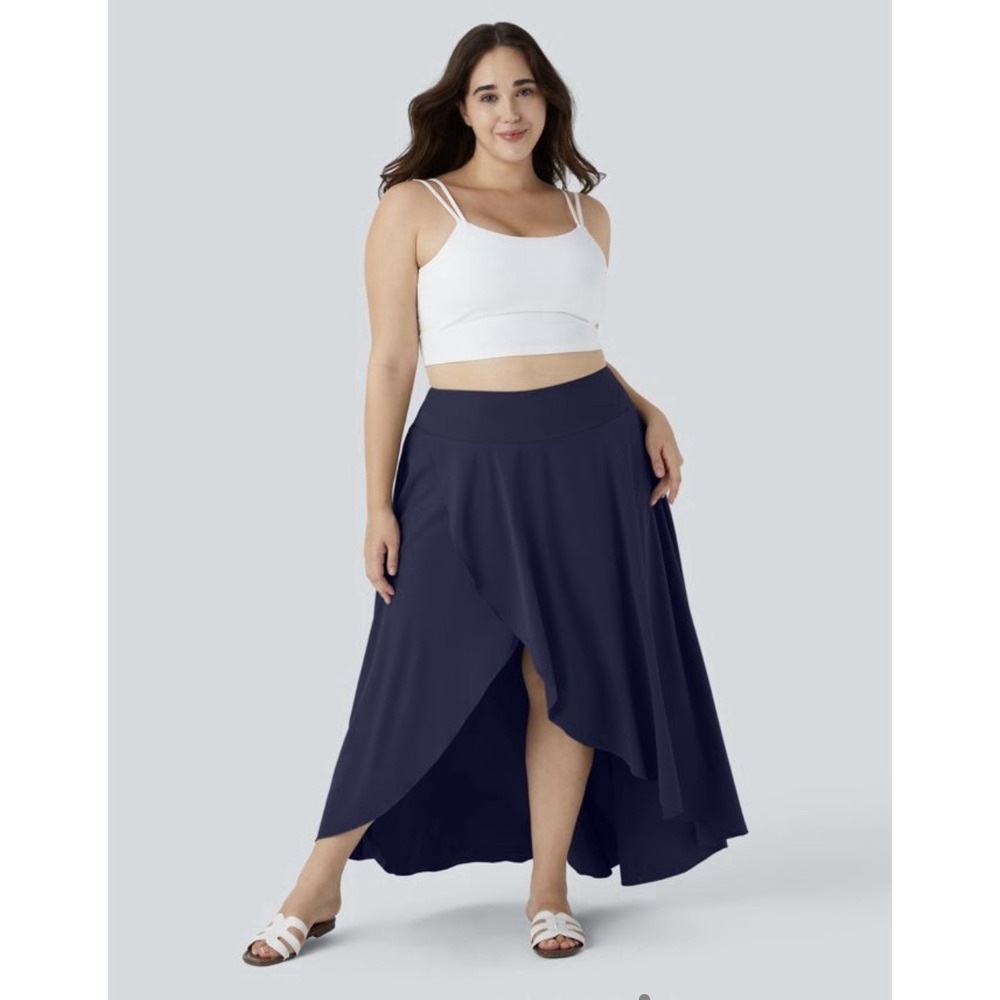 HALARA Navy Blue Midi Skirt